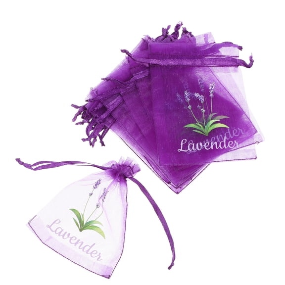 COMPUKAS 20pcs Lavender Sachets Bags Lavender Sachets Purple Mesh Fabric Drawstring Closure for Spice Storage
