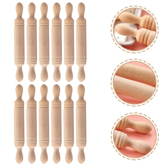 COMPUKAS mini rolling pin Mini Wooden Rolling Pin Wood Crafting Projects Collectors Display 24pcs