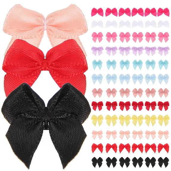 COMPUKAS 250pcs Satin Bow Assorted Color DIY Craft for Decorators