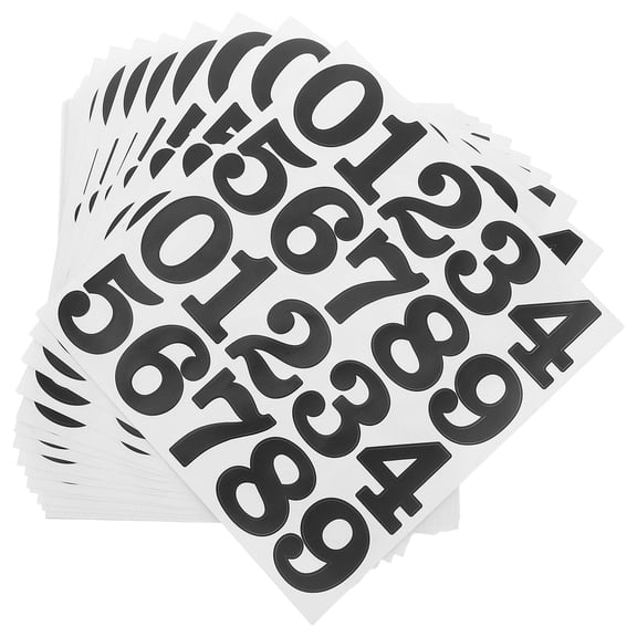 COMPUKAS 25pcs Black Vinyl Number Stickers 25 Sheets Self Adhesive Waterproof