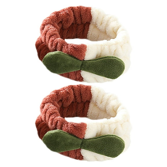 COMPUKAS 2PCS Makeup Headbands Spa Party Favors Cute and Fresh Design Plush Accessories for Women