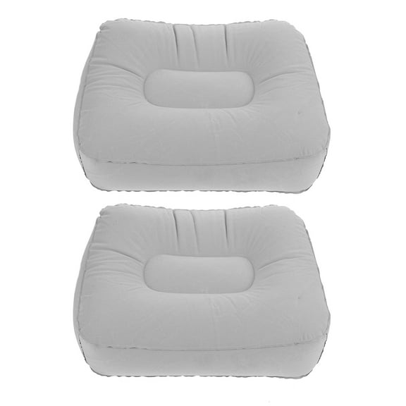 COMPUKAS 2PCS Portable Inflatable Foot Stool Inflating Cushion Grey for Travelers Easy Storage