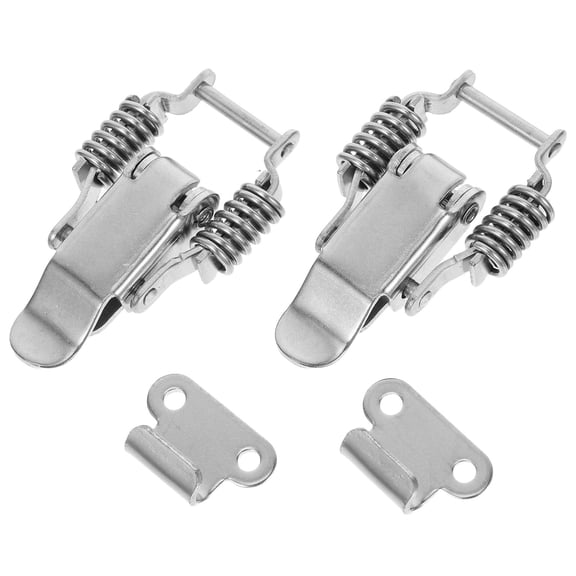 COMPUKAS 2 Pairs Stainless Steel Toggle Latch Locks with Dual Spring Mechanism, Plated Toolbox Hardware for Secure Closure