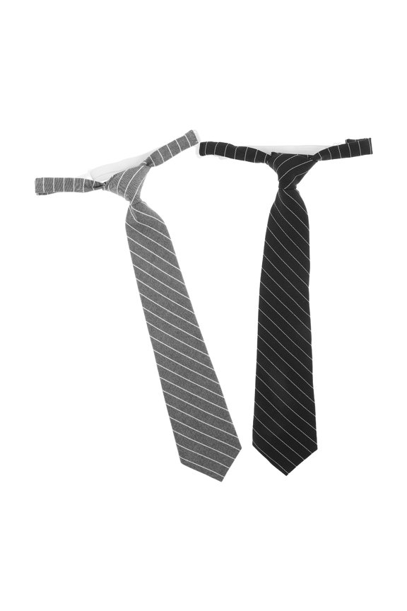 2Pcs Adjustable Short Striped Neck Tie in Assorted Colors for Youth Uniform and Casual Use