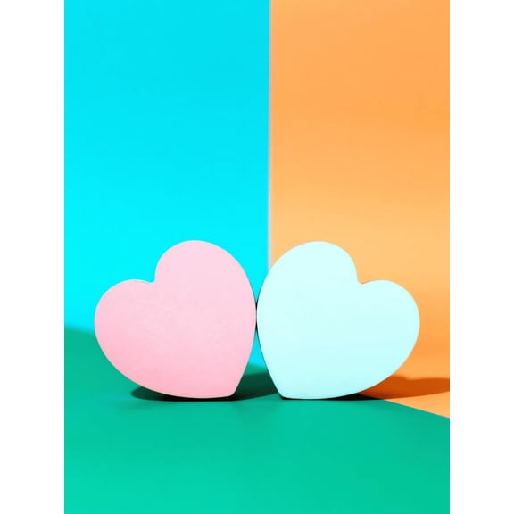 COMPUKAS 2Pcs Heart Shaped Post Notes Assorted Colors Self Adhesive for Desk and Fridge