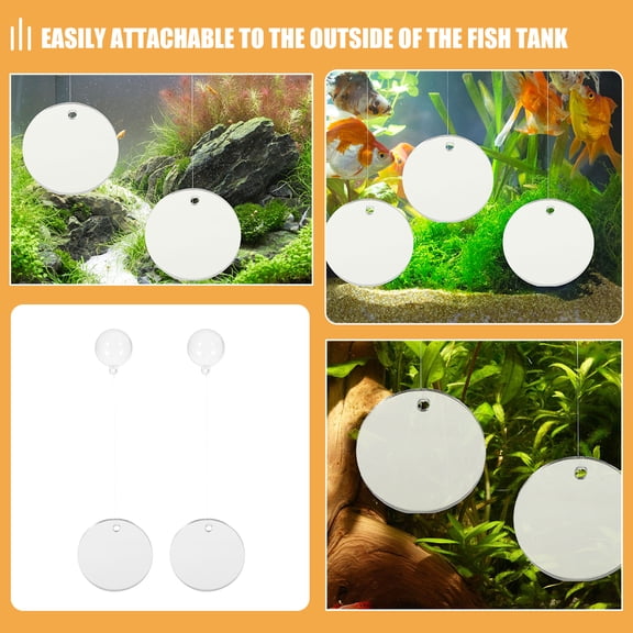 COMPUKAS 2Pcs Betta Floating Mirror for Aquarium Accessories Fish Observation Exercise