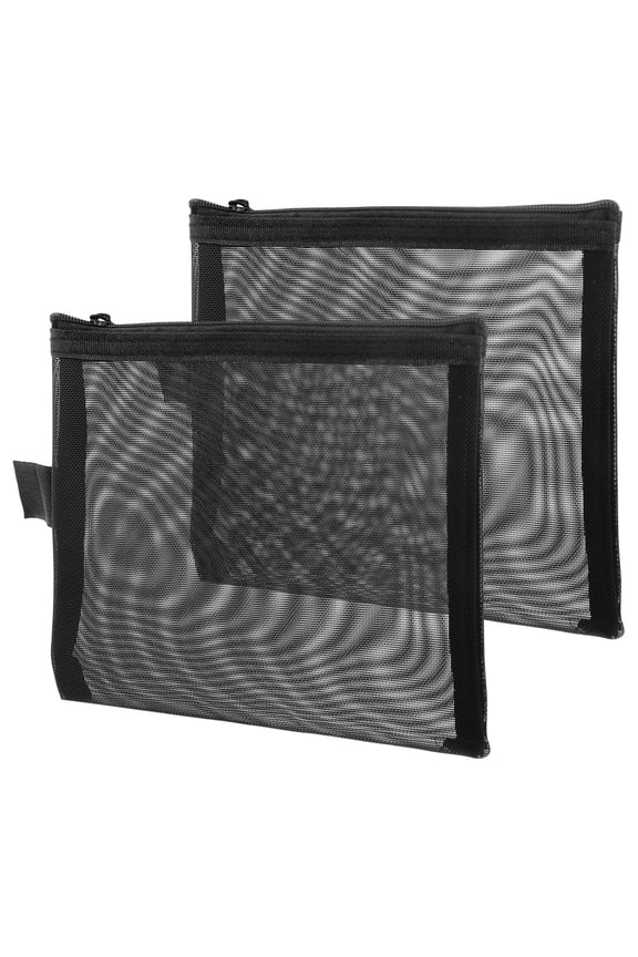 2Pcs Black Mesh Makeup Organizer Bags Lightweight Nylon Cosmetic Pouches for Daily Use