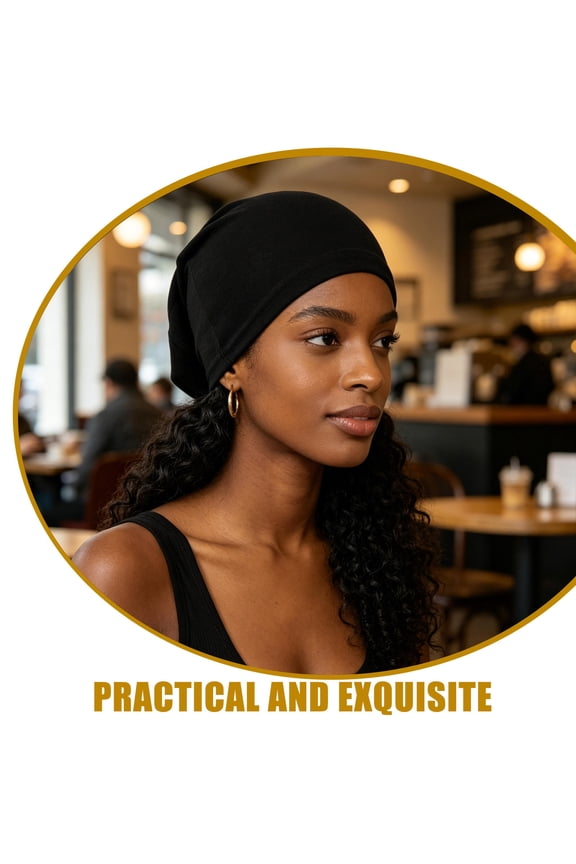2-Pack Black Seamless Cotton Hijab Undercaps Nonslip Lightweight Inner Caps for Comfortable Daily Wear