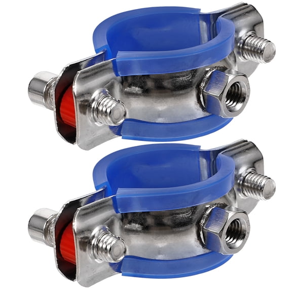 COMPUKAS 2Pcs Blue Stainless Steel Tube Clamps with Protective Pads for Secure Wall Mount