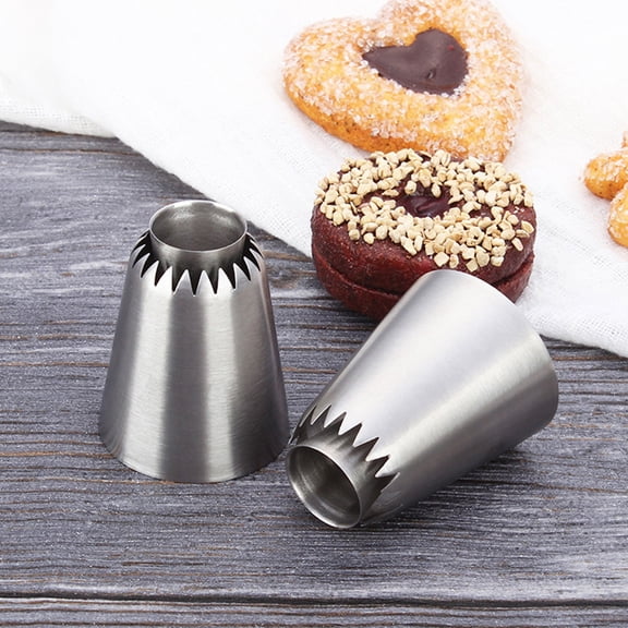 COMPUKAS 2Pcs Cake Cream Nozzle Tips Stainless Steel Baking Tools for DIY Pastry Decoration