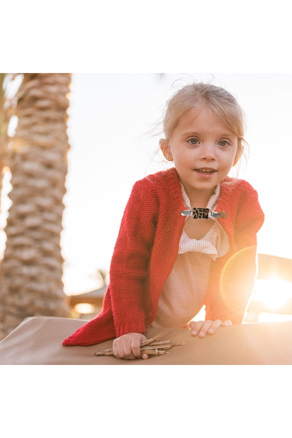 2Pcs Cardigan Fasteners Leopard Print Polyester Decorative For Women