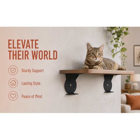 COMPUKAS 2Pcs Cat Climbing Shelf Brackets Metal Wall Fixator for Heavy Duty Home Cat Tree Supports