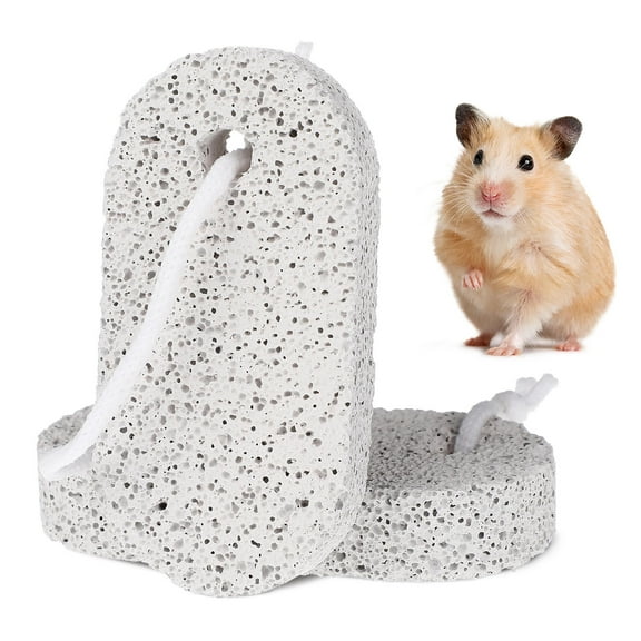 COMPUKAS White Hamster Grinding Stone Chew Toys for Small Pets 2 Pcs Teeth Grinding Daily Use