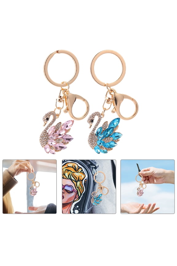 2-Pack Colorful Swan Keychain Set for Bag Charm and Key Holder, Stylish Pendant Accessories