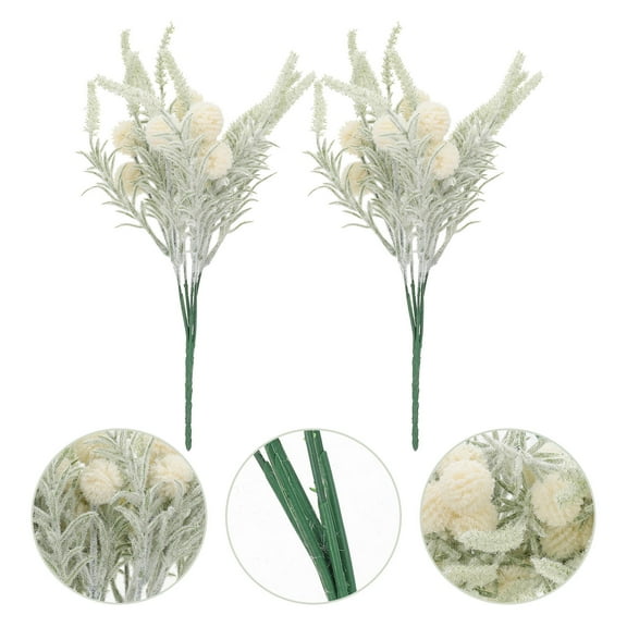 COMPUKAS 2Pcs Faux Dandelion Flowers for Wedding Theme Party and Home Gathering in White Flock