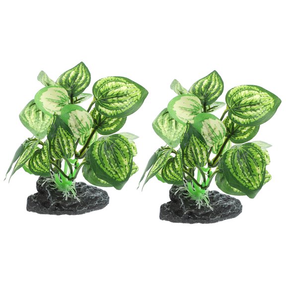COMPUKAS 2Pcs Fish Tank Decoration Green Plastic Simulated Water Plants
