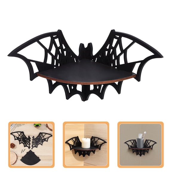 COMPUKAS 2Pcs Floating Shelves Corner Wood Black Shape Use