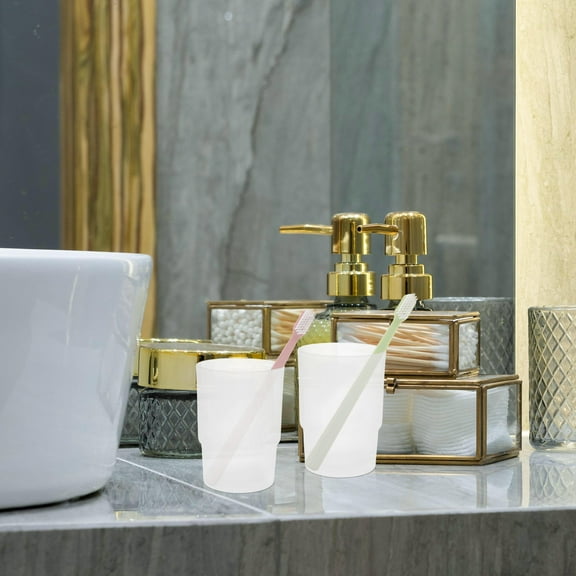 COMPUKAS 2Pcs Glass Toothbrush Holder Bathroom for Travel Use by Adults