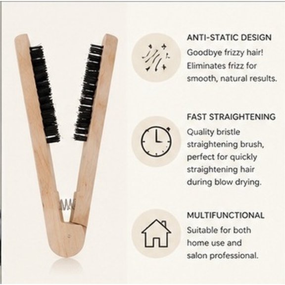 COMPUKAS Bamboo Hair Straightener Brush Multicolor V-Shaped for Smooth Styling 2Pcs