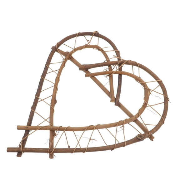 COMPUKAS 2Pcs Heart Wreath Iron Circle Rattan Dark Brown 10.2X10.2X1In for Wedding Setups Holiday Decor