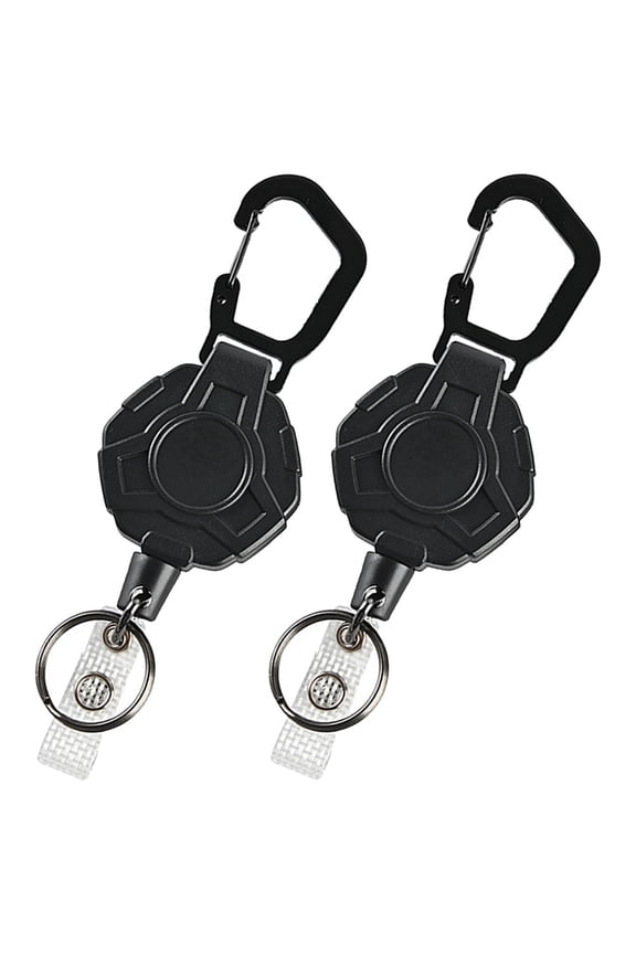 2-Pack Heavy Duty Stretchable Black Keychain with Anti-Lost Clip, Key Holder for Home and Outdoor Use