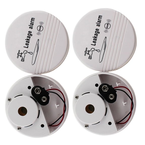 COMPUKAS 2Pcs Leak Alarm White ABS Water Sensor for Basement Laundry Room Kitchen Protection