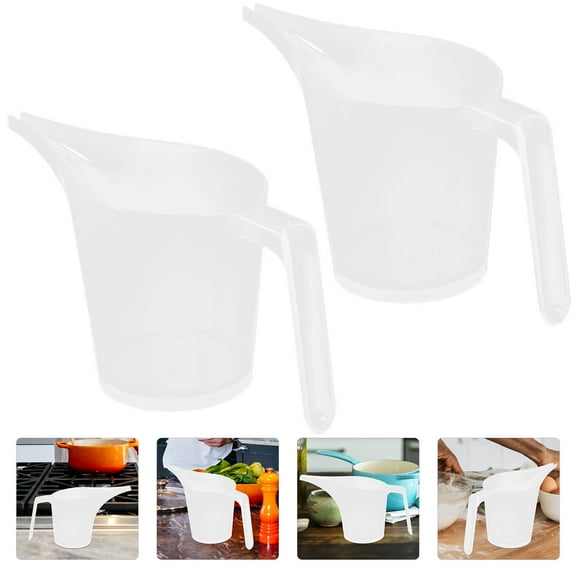 COMPUKAS Set of 2 Plastic Measuring Mixing Cups with Spout and Portable Handle for Baking and Cooking