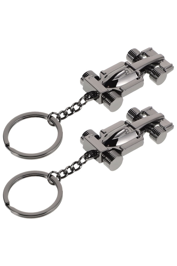 2-Pack Metal Racing Car Keychains Black Hollow Design Stylish Auto Fan Ornament Accessories