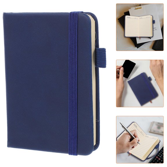 COMPUKAS 2Pcs Mini Writing Notepad Dark Blue Paper Pu for Outdoor Activities and Conferences