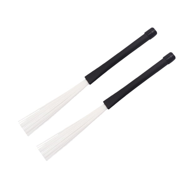 COMPUKAS 2-Pack White Nylon Drum Brushes with Retractable Wire for Distinct Percussion Sound and Improved Playability