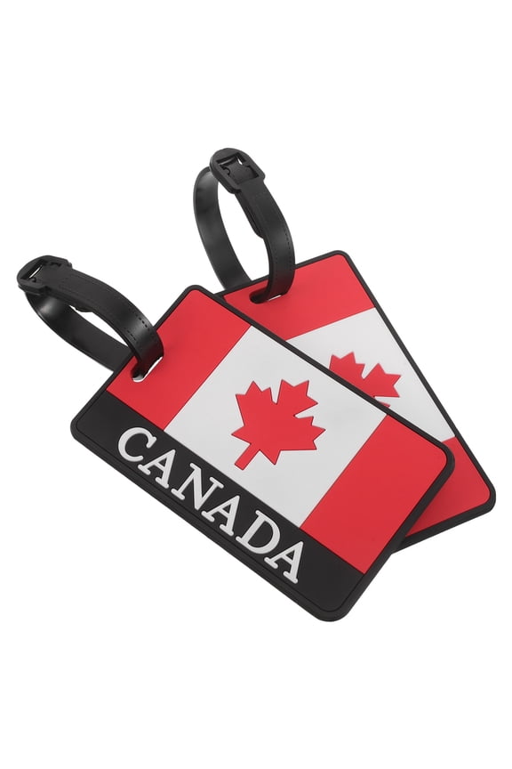 2-Pack PVC Luggage Tags with Canada Flag Design for Suitcase and Backpack ID, Travel Accessories