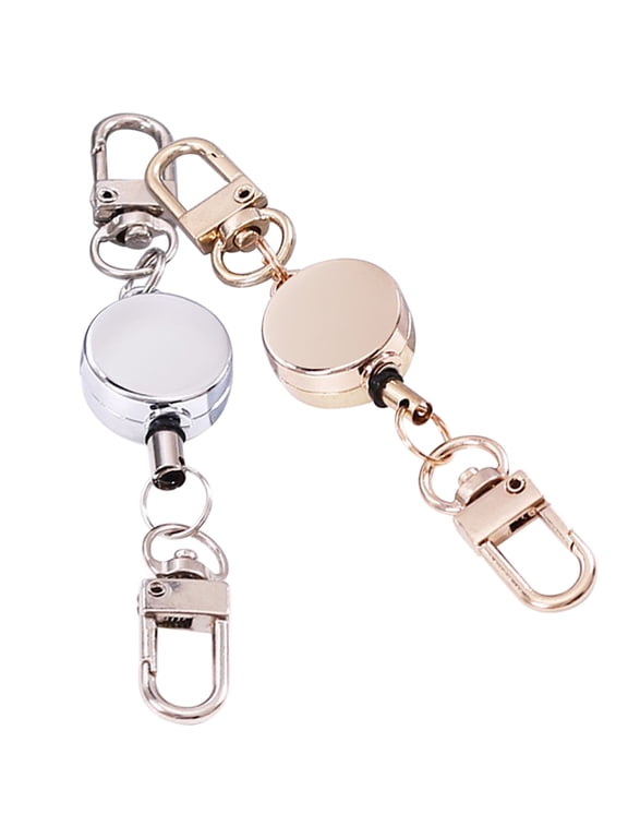 2-Pack Retractable Keychains with Metal , Assorted Colors Flexible Key Holders for Belt Attachment and Everyday Use