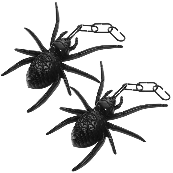 COMPUKAS 2Pcs Black Plastic Spider Decoration Realistic Pendant Party Adornment