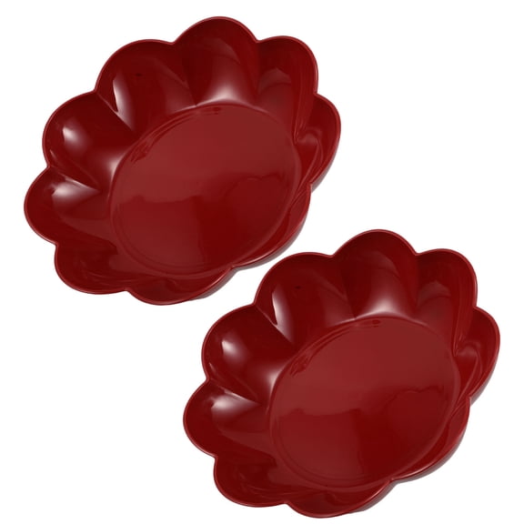 COMPUKAS 2-Pack Red Plastic Party Plates, Lightweight Disposable Dinnerware for Family Gatherings, New Year Celebrations, and Events