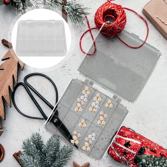 COMPUKAS 2Pcs Small Craft Storage Box for DIY Jewelry and Handicraft Lovers Desk Organization 10.50X9.50X1.50in