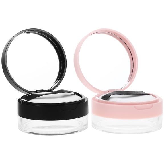 COMPUKAS 2Pcs Small Powder Container Assorted Color Plastic Square Travel Friendly