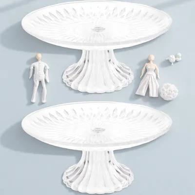 COMPUKAS 2Pcs Square Cake Platter Stand for Easy to Clean Food Display