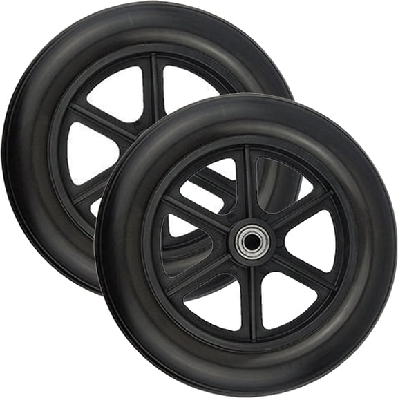 COMPUKAS 2Pcs Strong Bearing Capacity Wheel Replacement for Wheelchairs Black Rubber