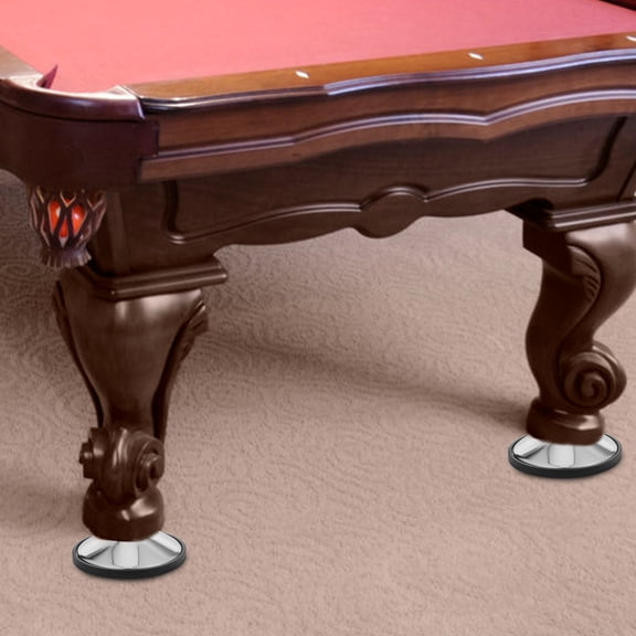 COMPUKAS 2Pcs Plated Silver Adjustable Table Leg Stabilizers for Dining and Pool Tables