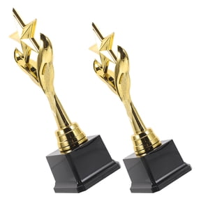 COMPUKAS 2Pcs Trophies Golden Trophy Cups ABS Small Trophies For Sports Events