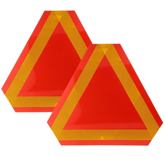 COMPUKAS 2Pcs Vehicle Slow Moving Triangle Signs with High Hard Alloy Aluminum Material