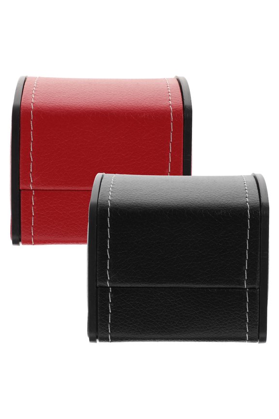 2Pcs Watch Storage Bag Red Pu For Prevents Scratching And Bumping