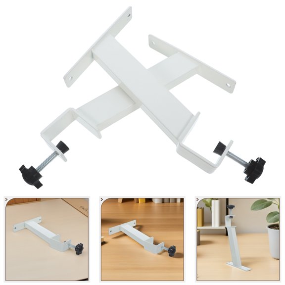 COMPUKAS 2Pcs White Desk Clamp Extension Bracket Ergonomic Height Riser for Home Workstation Use
