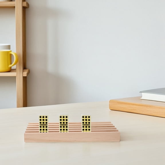 COMPUKAS 2Pcs Wooden Domino Racks Tray with Stable Tile Holder for Indoor Game Use