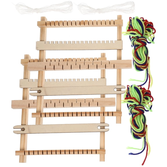 COMPUKAS 2-Pack Wooden Handloom Weaving Tools Assorted Colors for Crafting Scarves, Belts, Textile & Fabric Projects