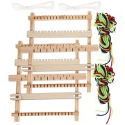 COMPUKAS 2-Pack Wooden Handloom Weaving Tools Assorted Colors for Crafting Scarves, Belts, Textile & Fabric Projects