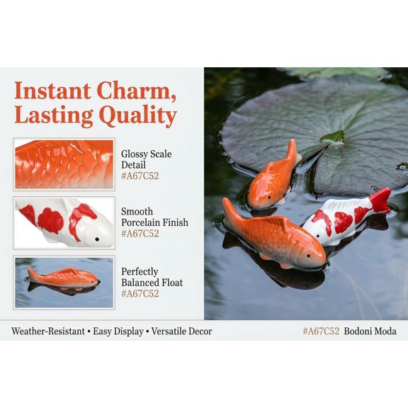 COMPUKAS 2 Pack Orange Ceramic Floating Fish Aquarium Decor, Pond Ornament for Fish Bowl and Home Accessories