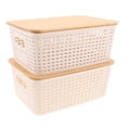 COMPUKAS 2pcs Rectangle Storage Bin with Lid, Plastic Decorative Fresh ...
