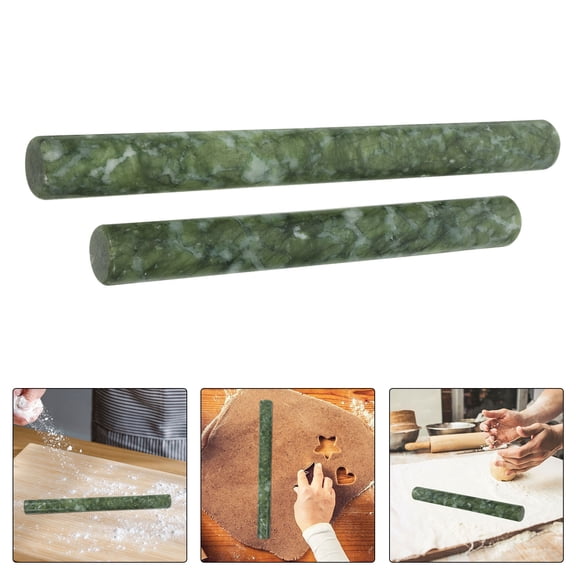 COMPUKAS 2-Pack Ergonomic Non-Stick Rolling Pins for Baking, Dough, Bread, and Cookie Preparation with Smooth Rolling