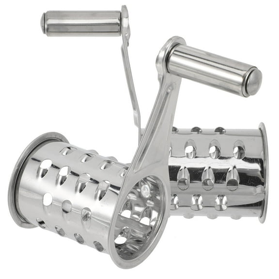 COMPUKAS Set of 2 Rotary Cheese Graters with Stainless Steel Rollers and Ergonomic Safe Handles for Easy Grating